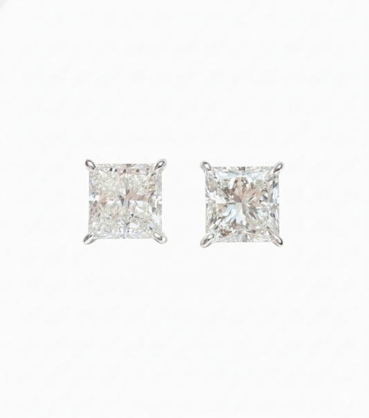 1 Carat Princess Cut Lab Grown Diamond Earrings