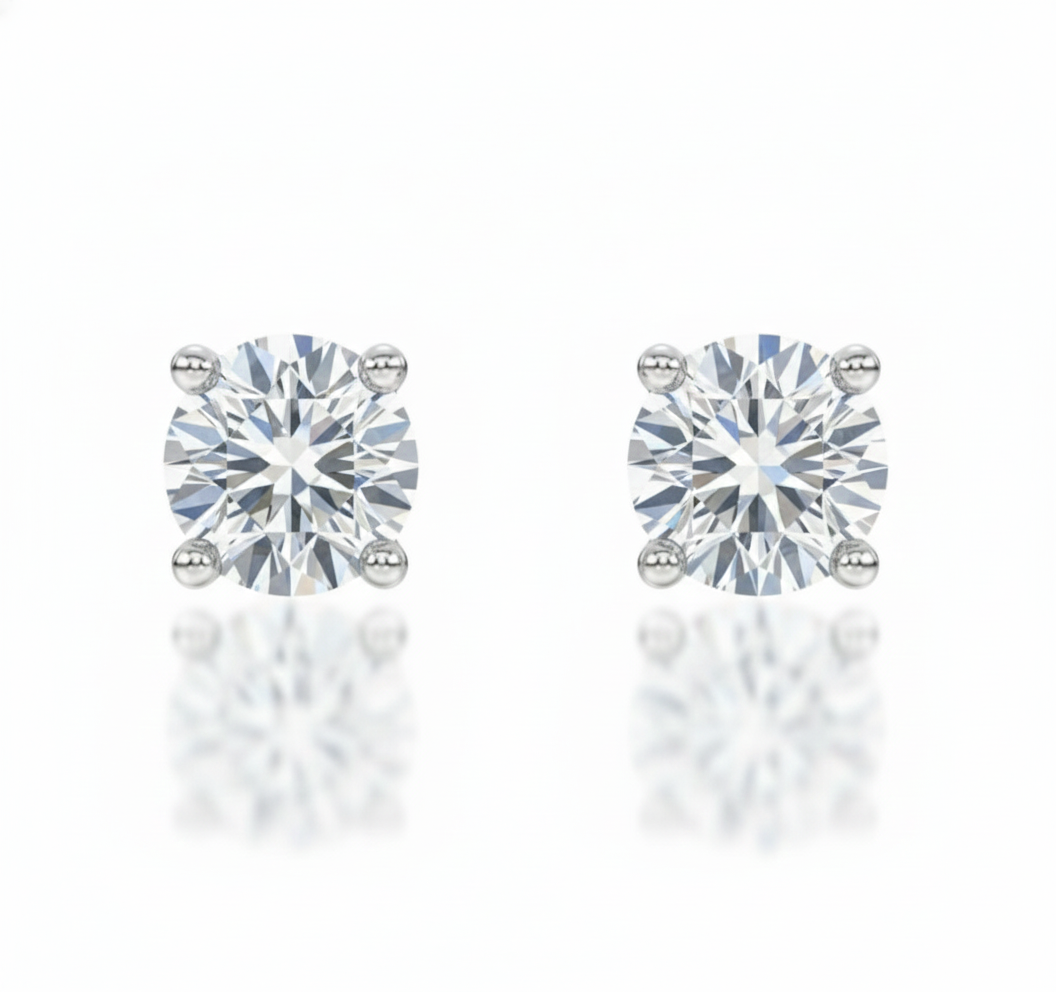 1 Carat Round Cut Lab Grown Diamond Earrings