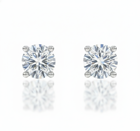 1 Carat Round Cut Lab Grown Diamond Earrings
