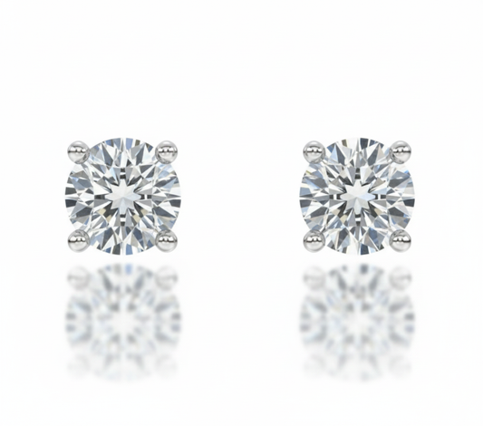 2 Carats Round Cut Lab Grown Diamond Earrings